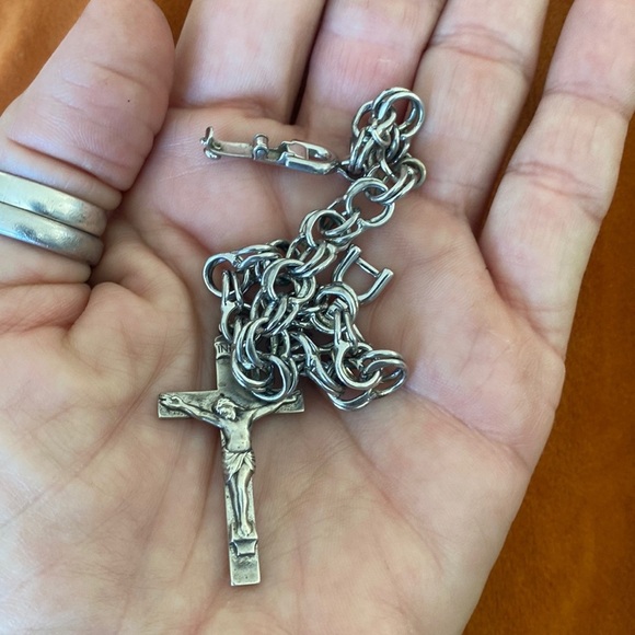 Sterling silver charm bracelet with a 925 vintage crosse - Picture 9 of 10